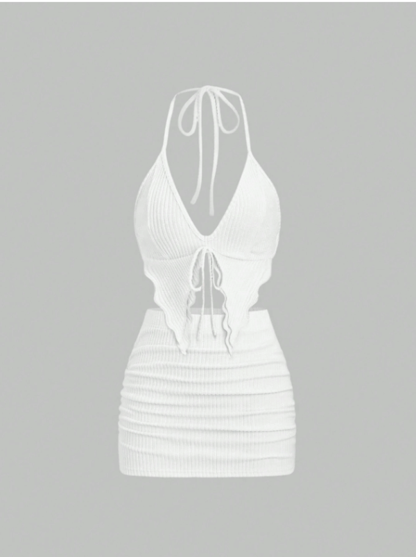 Women’s Fashion Bikini Top & Mini Ruched Skirt Set