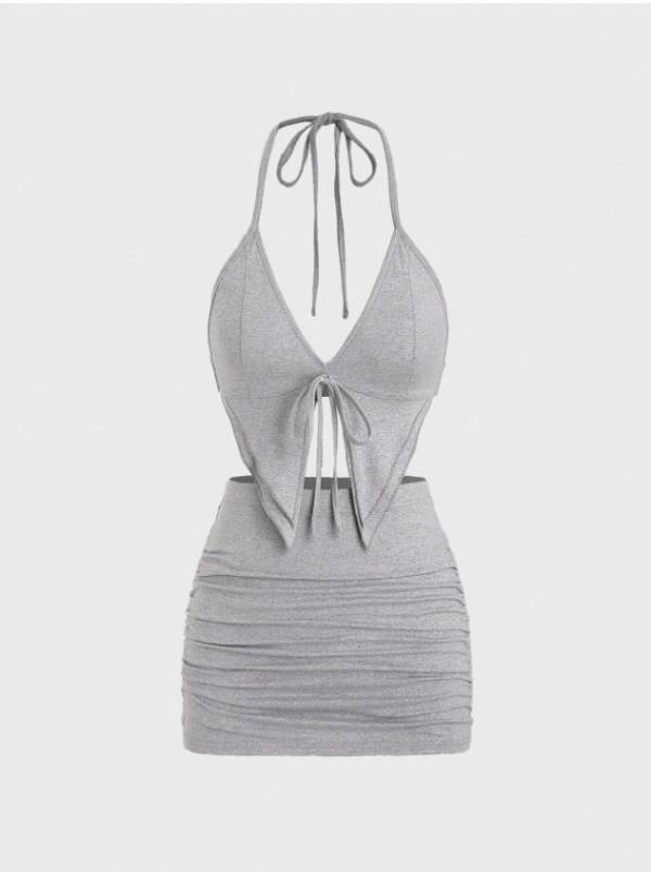 Women’s Fashion Bikini Top & Mini Ruched Skirt Set