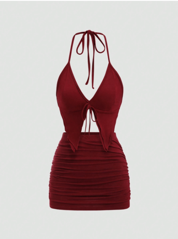 Women’s Fashion Bikini Top & Mini Ruched Skirt Set