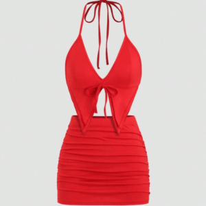 Women’s Fashion Bikini Top & Mini Ruched Skirt Set