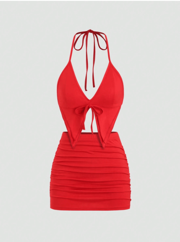 Women’s Fashion Bikini Top & Mini Ruched Skirt Set