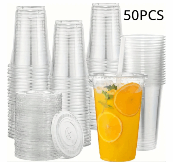Screenshot 2025-07-27 2.25.10 PM 50 Sets – Clear Disposable Plastic Cups with Lids