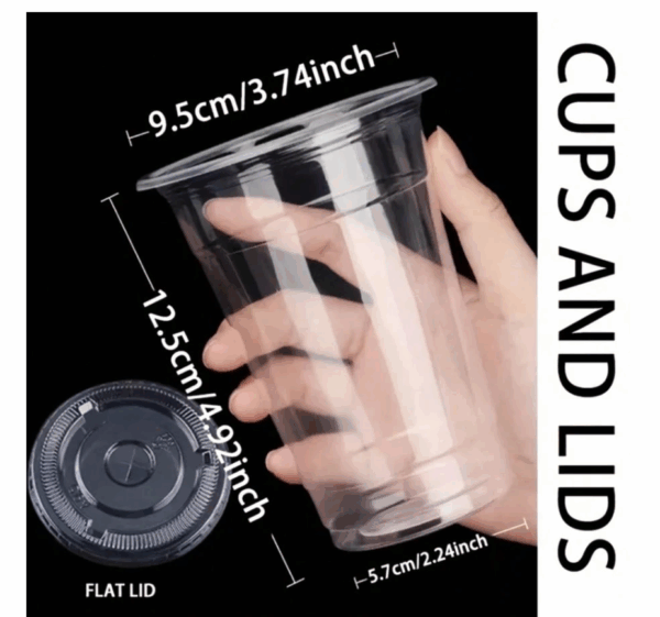 Screenshot 2025-07-27 2.25.20 PM 50 Sets – Clear Disposable Plastic Cups with Lids