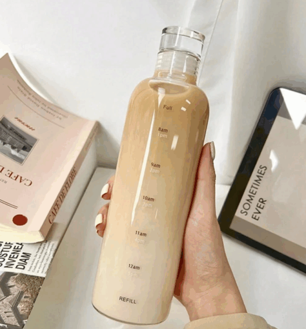 750ml Transparent Plastic Water Bottle with Time Marker – Leakproof & Kid-Friendly