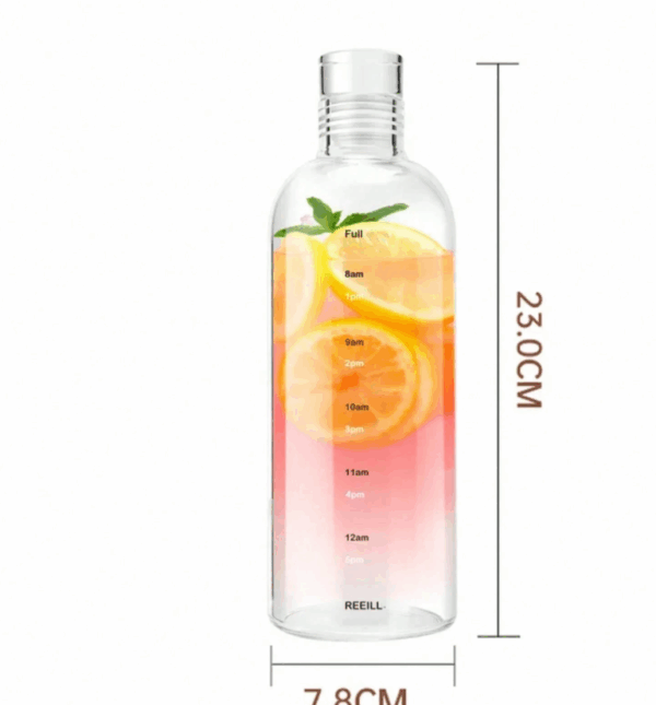 750ml Transparent Plastic Water Bottle with Time Marker – Leakproof & Kid-Friendly