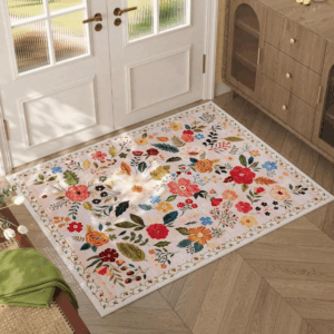 Floral Welcome Doormat – Non-Slip Front Door Mat for Indoor/Outdoor Use