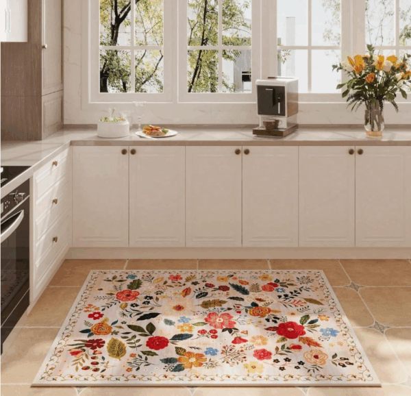 Floral Welcome Doormat – Non-Slip Front Door Mat for Indoor/Outdoor Use