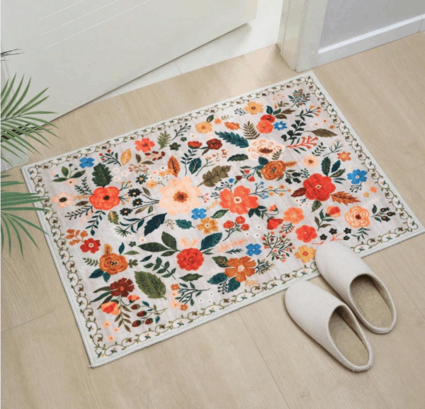 Floral Welcome Doormat – Non-Slip Front Door Mat for Indoor/Outdoor Use