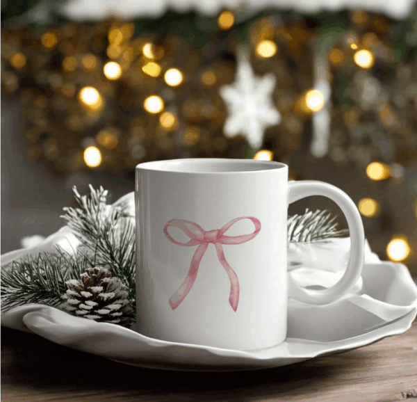 Coquette Pink Bow Ceramic Mug