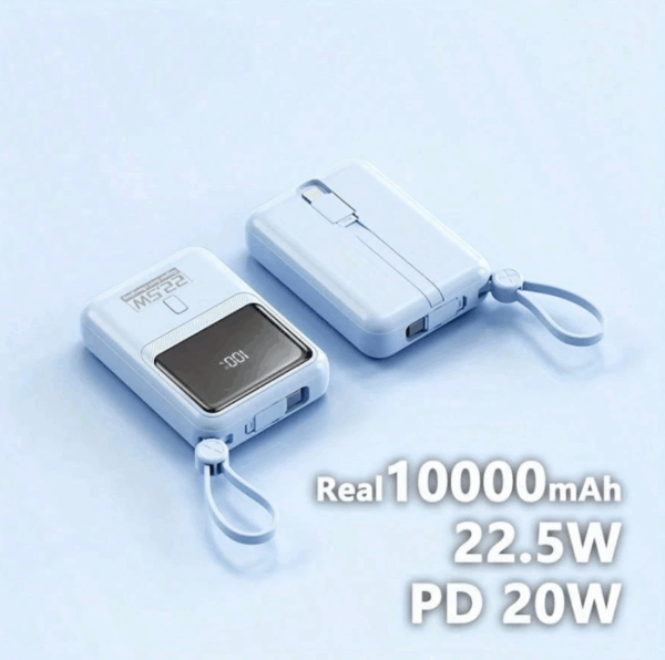 10,000mAh Compact Power Bank – 22.5W PD Fast Charge with Digital Display