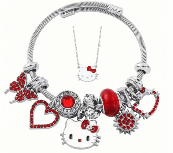 Hello Kitty Jewelry Set – 2-Piece Necklace + Adjustable Bracelet