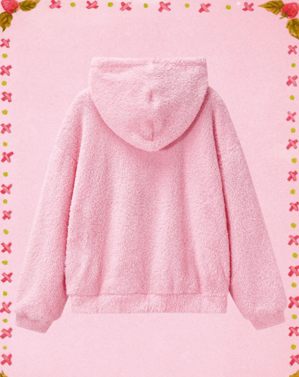 Screenshot 2025-07-27 5.30.23 PM Strawberry Shortcake Fleece Hoodie – Pink, Double-Sided, Embroidered Design