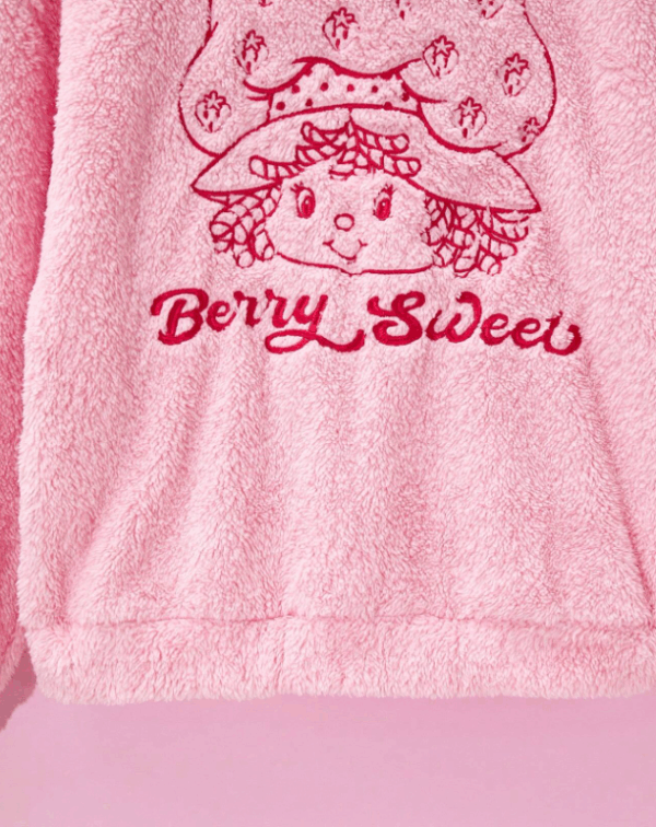 Screenshot 2025-07-27 5.30.27 PM Strawberry Shortcake Fleece Hoodie – Pink, Double-Sided, Embroidered Design