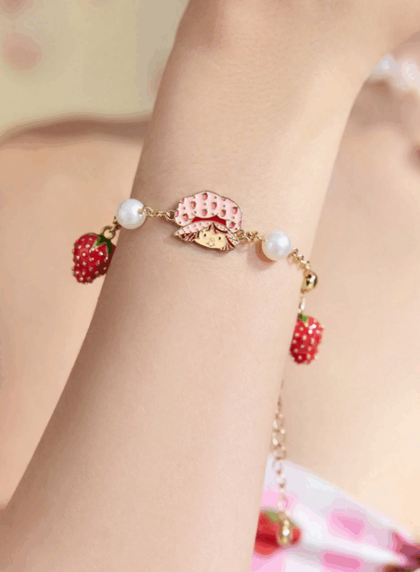 Strawberry Shortcake Charm Bracelet – 3D Strawberry & Cartoon Figure Design