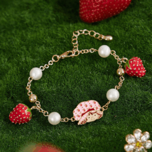 Strawberry Shortcake Charm Bracelet – 3D Strawberry & Cartoon Figure Design