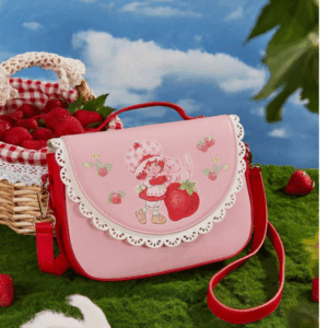 Pink Shoulder Bag & Strawberry Purse – Cartoon Charm with Scallop Detail