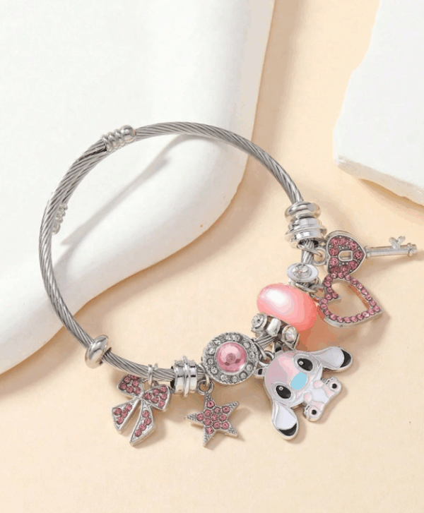 Disney Stitch Crystal Bowknot Heart Bracelet