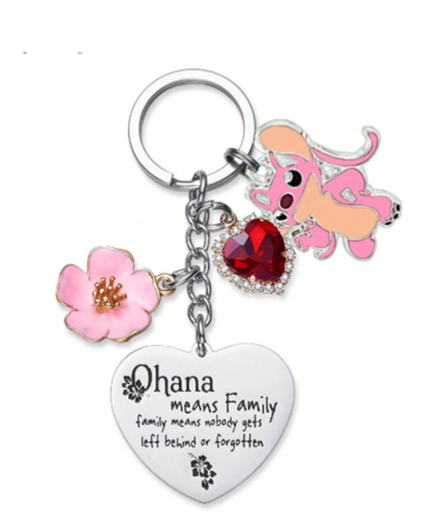 Screenshot 2025-07-27 6.31.32 PM Disney Stitch Flower & Rhinestone Heart Keychain