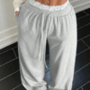 Women’s Casual Lace Trim Pants – Comfy Fit with Drawstring Waist