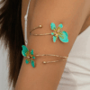 Dual-Head Enamel Flower Bangle
