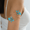 Dual-Head Enamel Flower Bangle