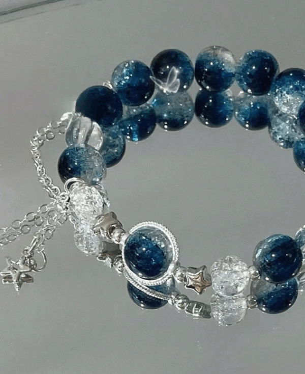 1pc Crescent Moon & Galaxy Pendant String Bracelet