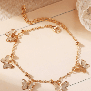1pc Vintage Alloy Beach Anklet with Hollow Butterfly Pendant