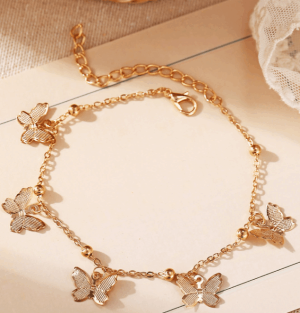 1pc Vintage Alloy Beach Anklet with Hollow Butterfly Pendant