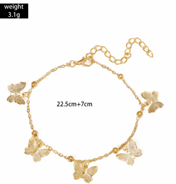 1pc Vintage Alloy Beach Anklet with Hollow Butterfly Pendant