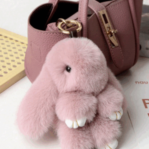 1pc Creative Faux Rabbit Fur Bunny Keychain