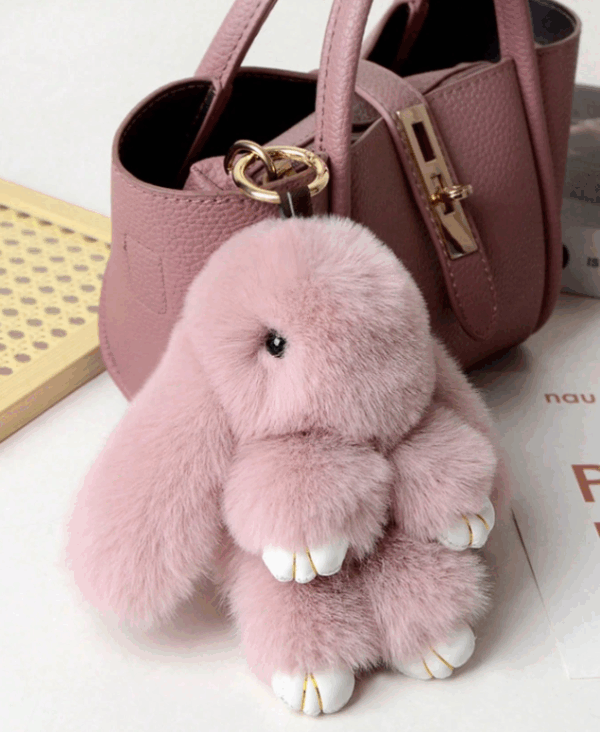 1pc Creative Faux Rabbit Fur Bunny Keychain