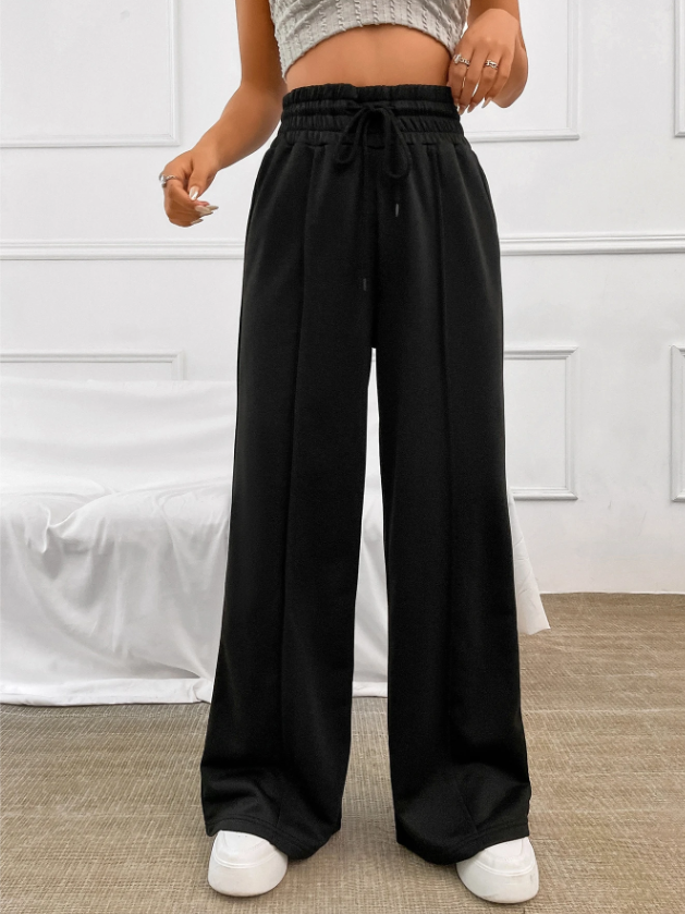 Solid Drawstring Waist Sweatpants