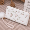 Women’s Embroidered Multi-Slot Long Wallet with Charm Pendant