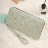 Women’s Embroidered Multi-Slot Long Wallet with Charm Pendant