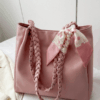 Solid Color Minimalist Braided Straw Shoulder Bag