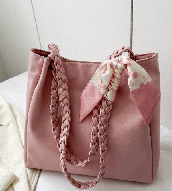 Solid Color Minimalist Braided Straw Shoulder Bag