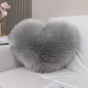 1pc Faux Wool Plush Heart-Shaped Throw Pillow Cover