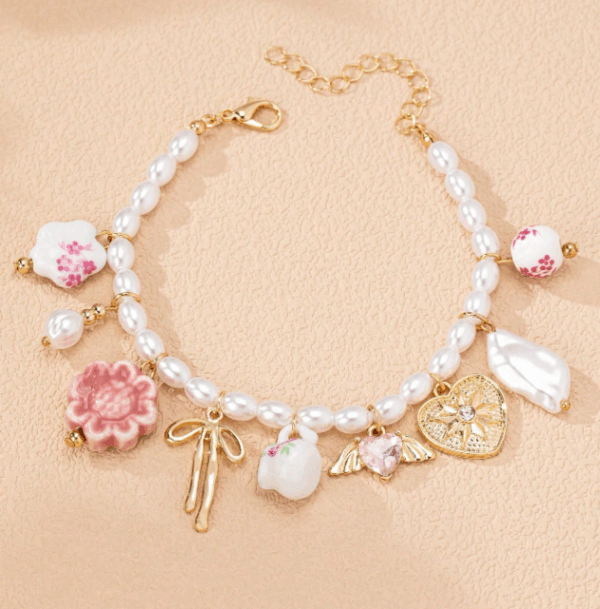 Heart Locket Cross Charm Bracelet