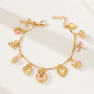Heart Locket Cross Charm Bracelet