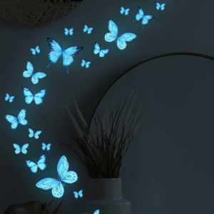 23pcs Glow-in-the-Dark Blue Butterfly Wall Stickers