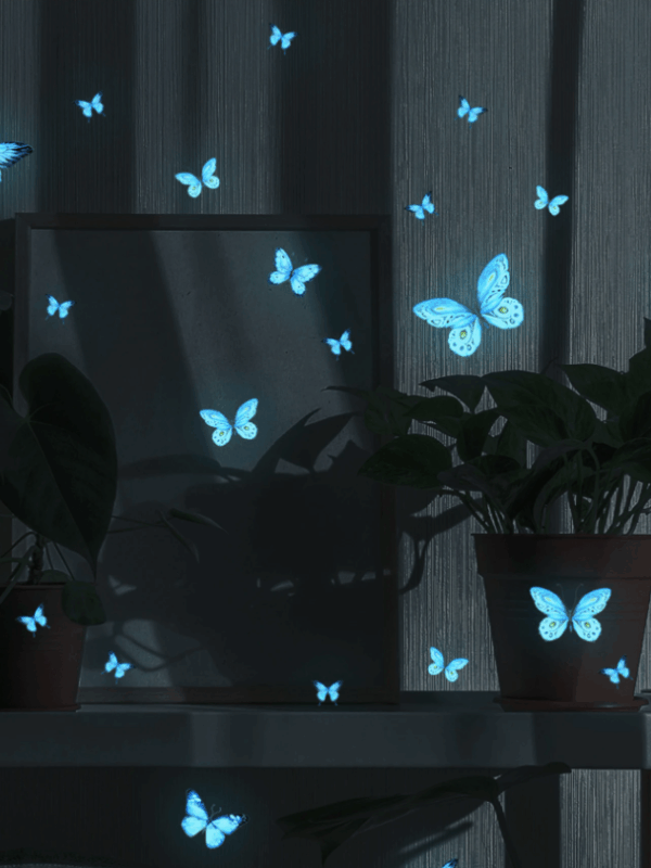 23pcs Glow-in-the-Dark Blue Butterfly Wall Stickers