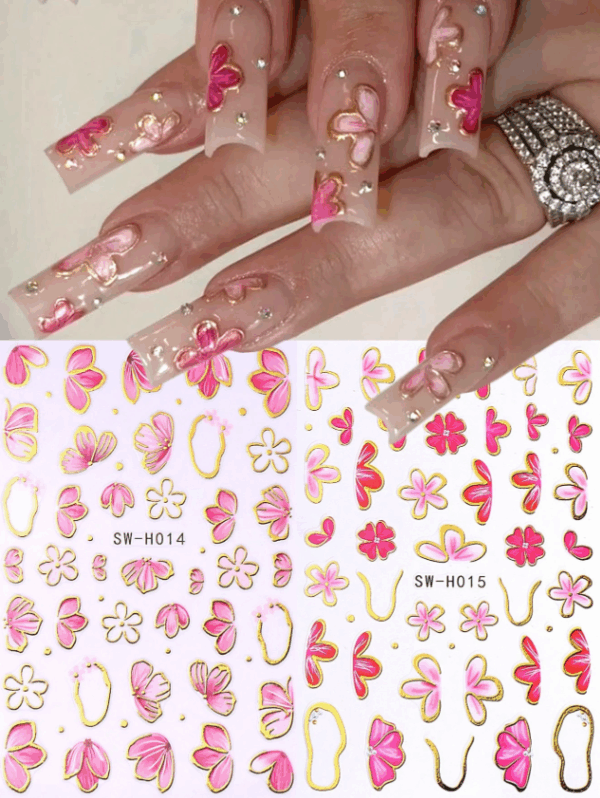 2pcs 3D/2D Nail Stickers
