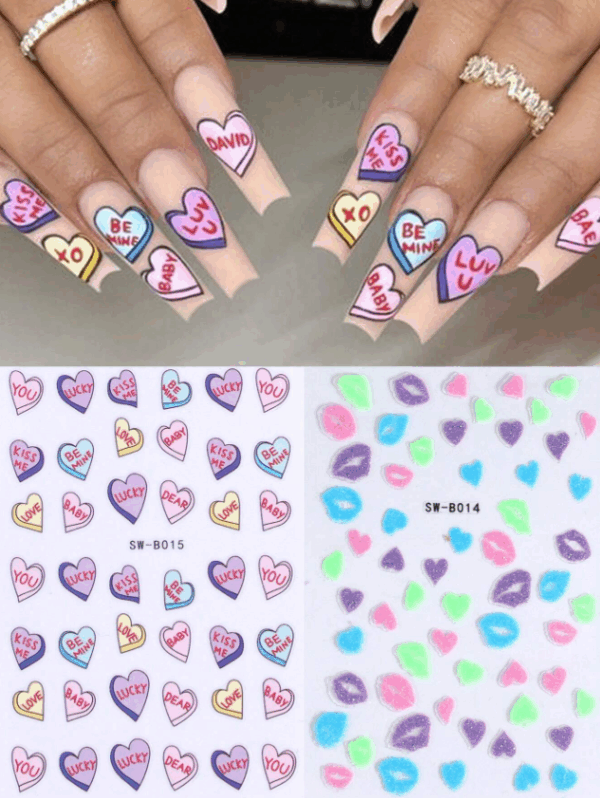 2pcs 3D/2D Nail Stickers