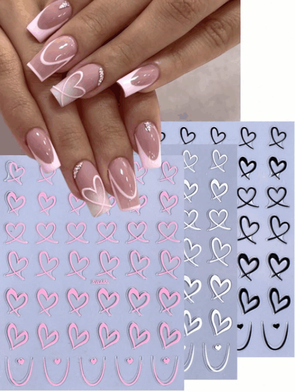 2pcs 3D/2D Nail Stickers