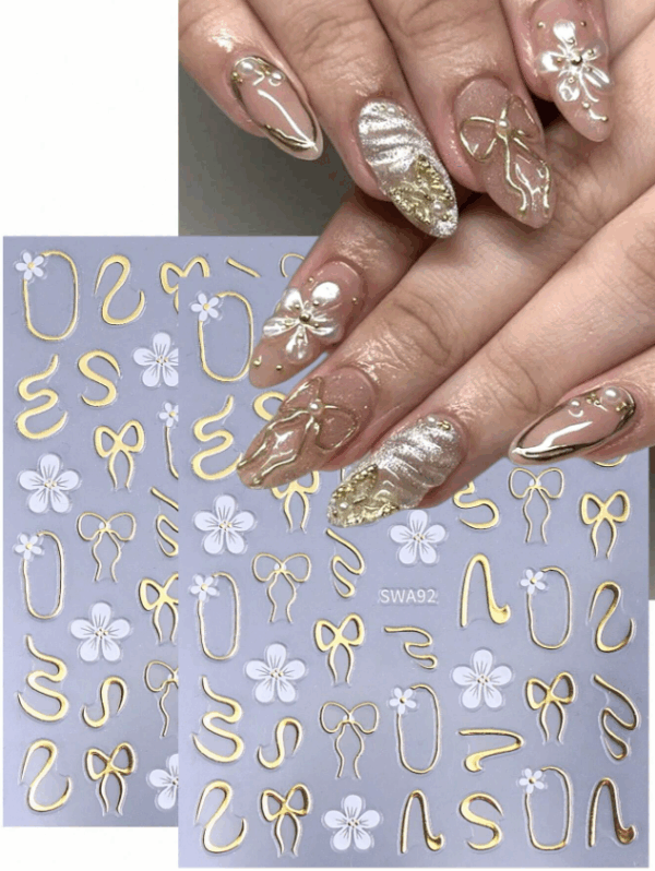 2pcs 3D/2D Nail Stickers