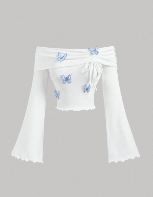 Bow Accent Off Shoulder T-Shirt