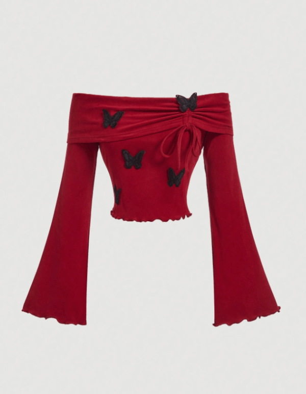 Bow Accent Off Shoulder T-Shirt