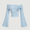 Bow Accent Off Shoulder T-Shirt