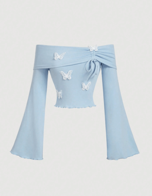 Bow Accent Off Shoulder T-Shirt