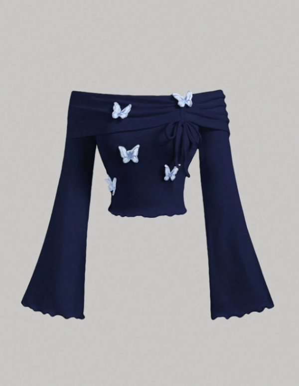 Bow Accent Off Shoulder T-Shirt